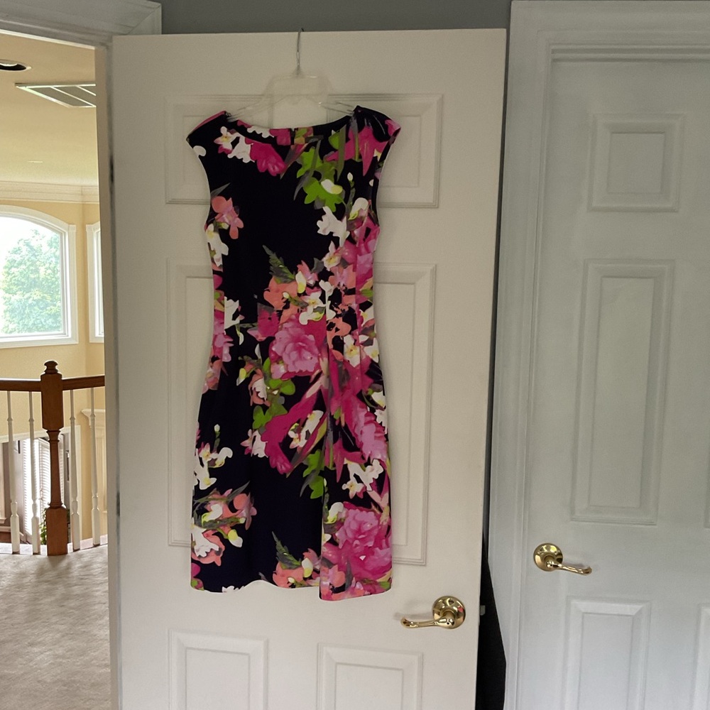 Floral Sleeveless Dress - Pink and Black